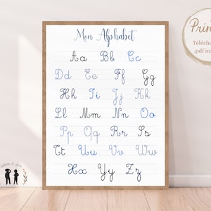 Alphabet - school writing - my alphabet - upper and lowercase letters - blue - digital pdf - instant download