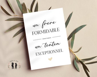 Carte annonce de grossesse - frère tonton formidable - famille - pdf numérique