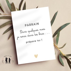 Carte annonce de grossesse - parrain - pdf et png numérique - téléchargement instantané
