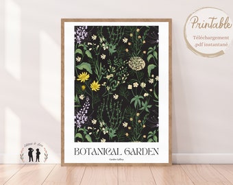 Botanical decorative poster - Botanical garden - Nature plant flowers poster - Digital PDF - instant download