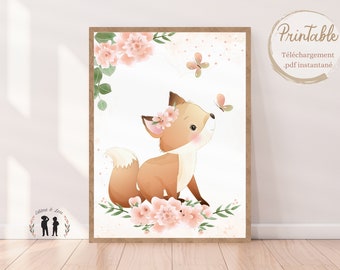 Fox decorative poster - decorative poster for baby and child's room - digital