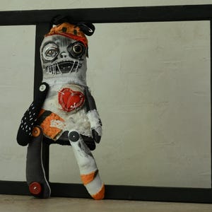 Rag Voodoo Monster 3 , OOAK Handmade Unique Gift & Quirky Home Decor Collectible Art Doll