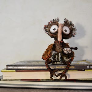 Strange bird monster- Unique OOAK Decor for Home & Office, Whimsical Creature Sculpture, Handmade Art Piece
