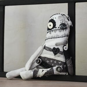 Rag Voodoo Monster 1 , OOAK Handmade Unique Gift & Quirky Home Decor Collectible Art Doll