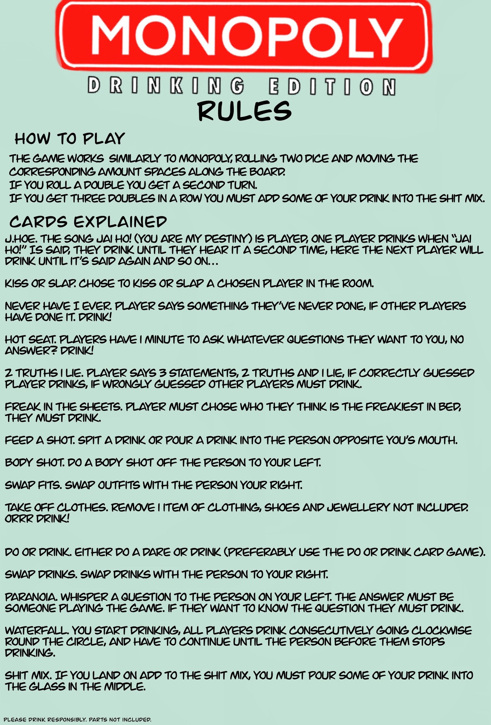 Monopoly Drinking Game Digital Download Etsy