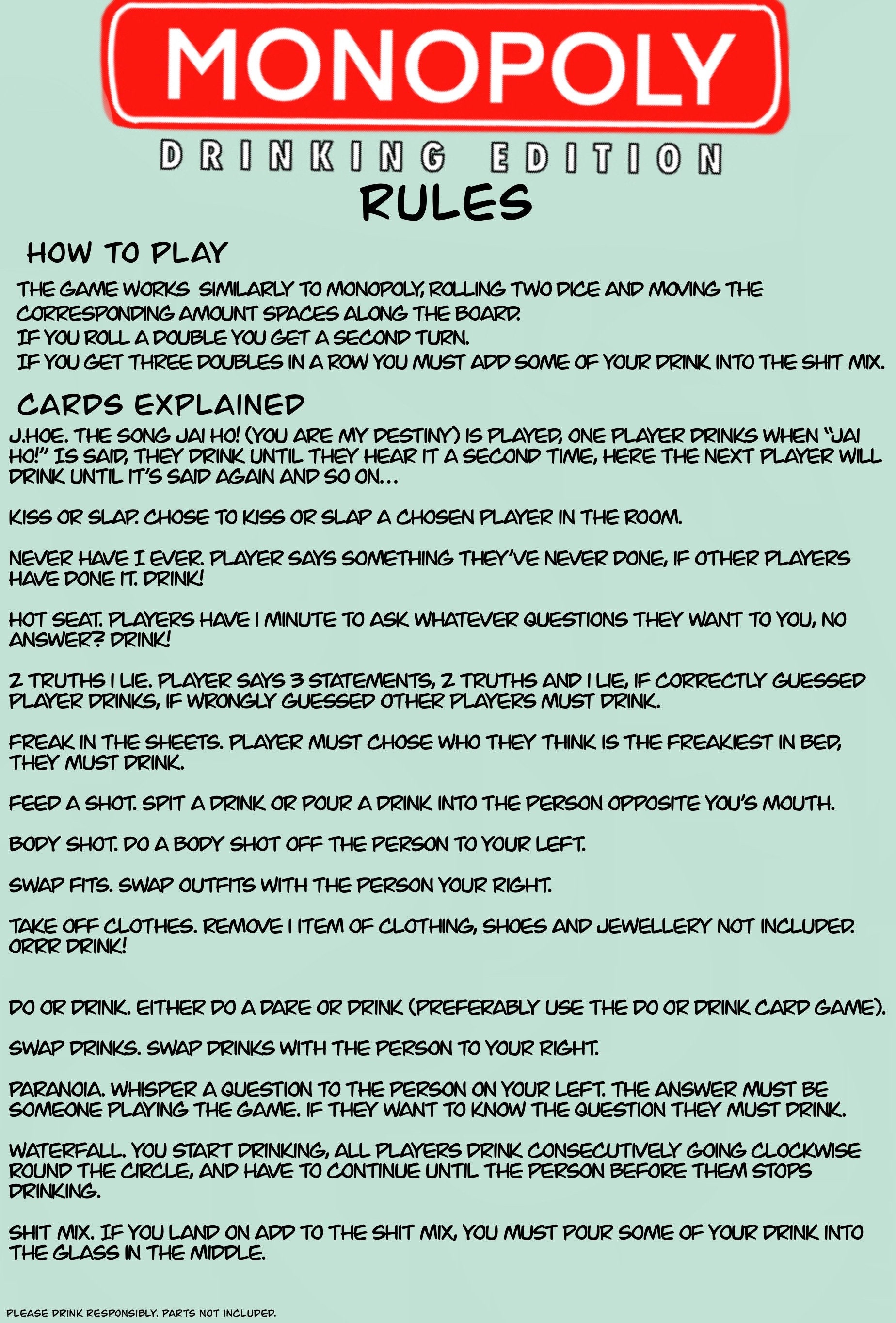 Monopoly Drinking Game Digital Download Etsy