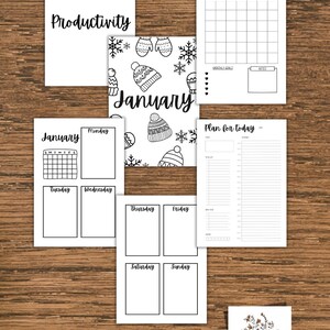 Paquete de productividad de enero - Calendario de enero - Programación semanal y diaria - IMPRIMIBLE - Páginas de planificación