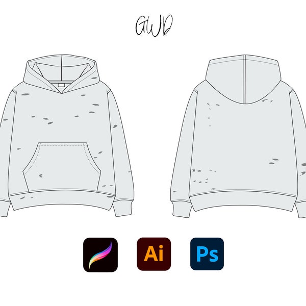 Distressed Pullover Hoodie Mockup