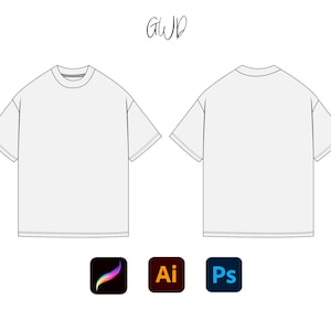 May include: A white t-shirt mockup with a crew neck and short sleeves. The t-shirt is shown from the front and back. The image includes the text "GWD" in a handwritten font.