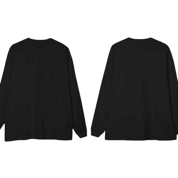 Long Sleeve Black Oversize Tee Mockup