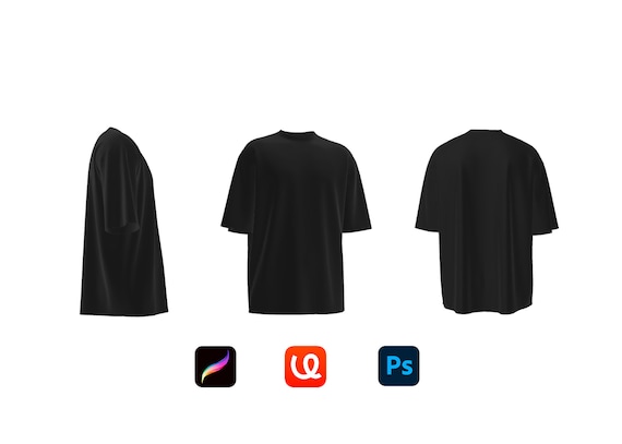 Black Oversized T-shirt 3D Mockup Australia