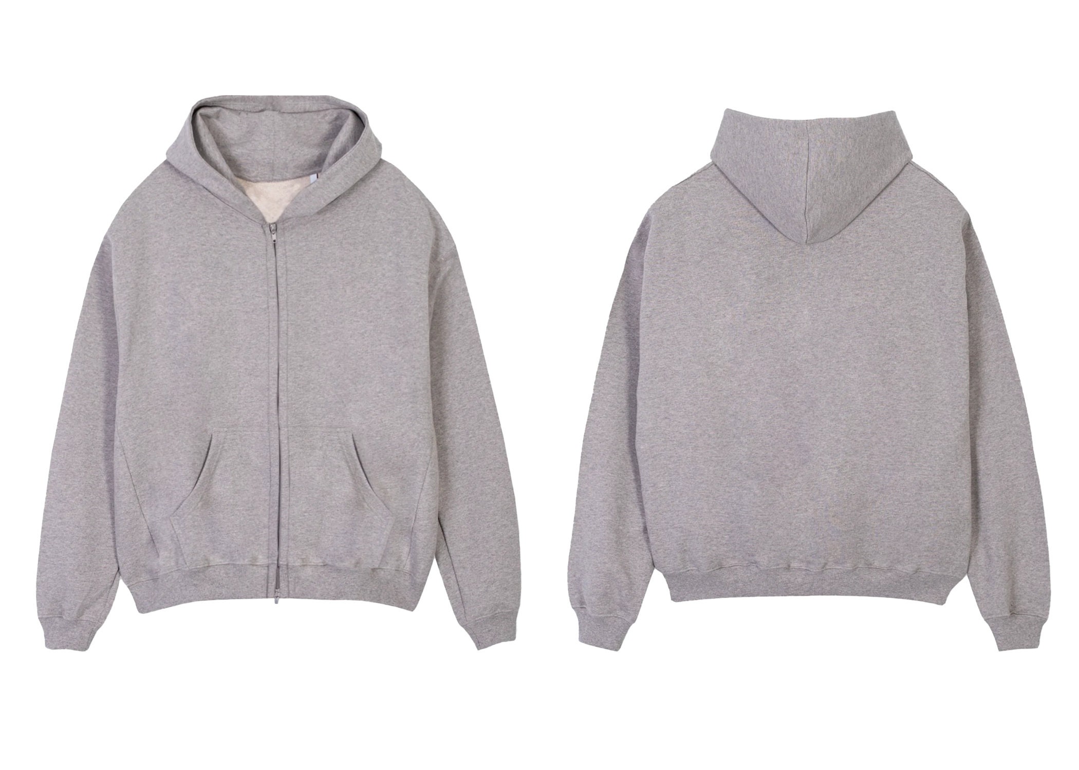 Plain grey zip up hoodie sales