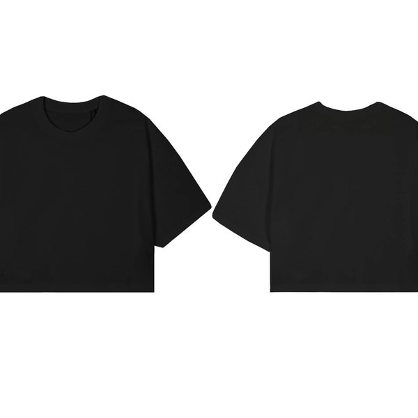 Black Cropped Oversized Tee Mockup