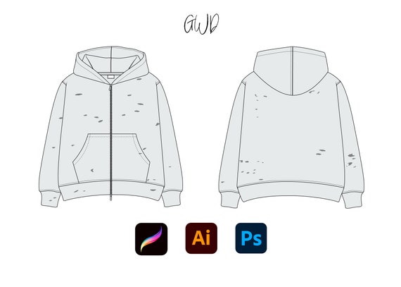 Distressed Full Zip Hoodie Mockup - Etsy Canada