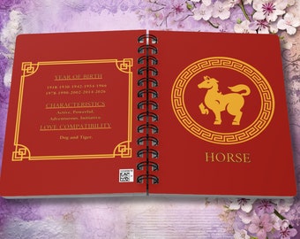 Horse - Chinese Lunar Year Themed Notebook - Spiral Bound Journal with Astrological Design, Ideal for Journaling & Gifts