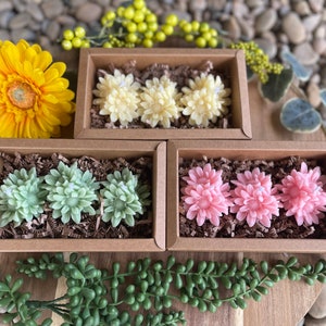 Chrysanthemum Flower Tea Light Candles (Set of Three) | Hand-poured with All-Natural Soy Wax