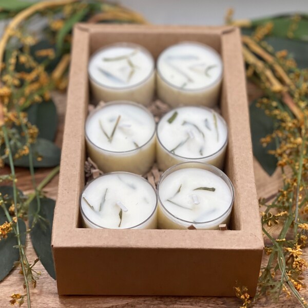 Green Tea & Lemongrass Tea Light Candles 6pk | Hand-poured with All-Natural Soy Wax