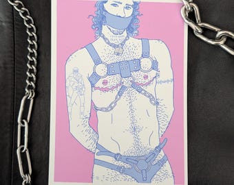 Gesjord - Transman kunstprint | Leren harnas Top Surgery (5x7)
