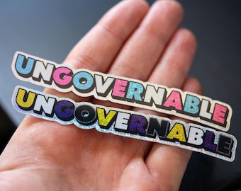 Glitter Ungovernable Trans Non-Binary Flag Sticker Waterproof Dishwasher safe