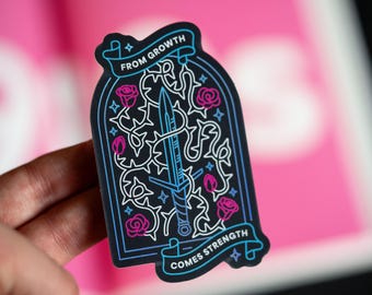Holographic From Growth Comes Strength Sticker Weatherproof Dishwasher safe