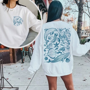 Sea Animal Hoodie, Nature Lover Hoodie, Sealife Shirt, Ocean Animal Shirt, Ocean Hoodie, Whale, Retro Ocean Nature Gift For Marine Biologist