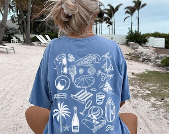 Comfort Colors Summer Vacation Beach Shirt Coconut Girl Sunset Oversized Tshirt Salty Mermaidcore Tee for Surfer Summer Vibes Trendy Beachy