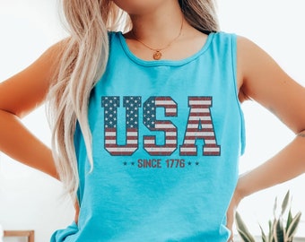 USA Flag Comfort Colors Top, Comfort Colors Tank Top, America Tank, Patriotic Tank Top, 4th Of July Tank Top, USA Flag Tank Top, Big USA Top
