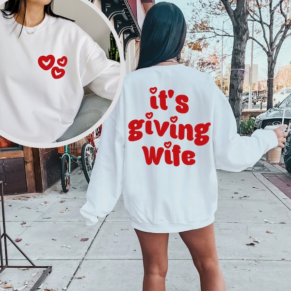 It's Giving Wife Sweatshirt, It's Giving Wife Crewneck, Newlywed Shirt, Trendy Just Married Hoodie, Bride To Be Shirt, Bachelorette Clothes