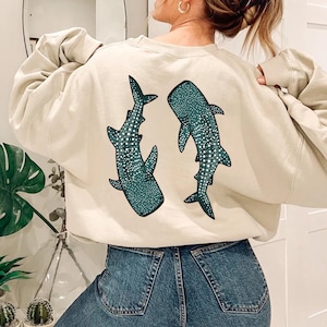 Ocean Inspired Style Whale Shark Hooded Sweatshirt, Mermaid Core Hoodie, Coconut Girl, Granola Girl Hoodie, Whale Shark Shirt, Beachy Hoodie