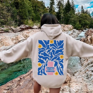 Created With a Purpose Boho Christian Hoodie, Bible Verse Hoodie, Christian Sweatshirts, Jesus Hoodie, Trendy Hoodie, Religious Hoodie