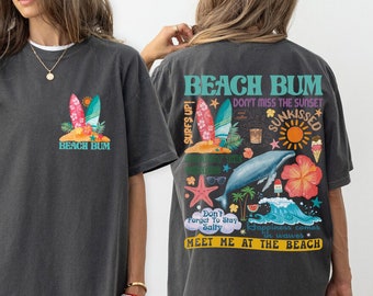 Comfort Colors Beach Bum Tee Preppy Shirt, Coconut Girl Clothes Cute Summer Tees, Beach Shirt, Y2k Shirt, Shark Lover Gift, Ocean Surf Shirt