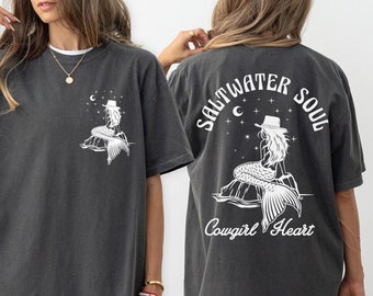 Coastal Cowgirl Tshirt, Mermaid Core Aesthetic Shirt, Western Cowgirl Shirt, Beachy T-shirt, Mermaidcore Clothing Gifts, Comfort Colors Tee