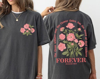 Comfort Colors® Shirt, Boho Christian Shirt, Women Bible Verse Tshirt, Jesus Apparel, Vintage Floral Tshirt, Flower Graphic Tee Trendy Shirt