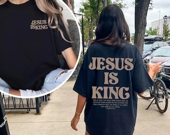 Camiseta Jesús es el rey, sudadera con capucha de Jesús, ropa cristiana, productos cristianos, ropa cristiana, camiseta de Jesús, camiseta del Evangelio, regalo para religiosos