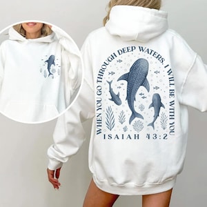 Whale Shark Hoodie, Bible Verse T-shirt, Shark Sweatshirt, Jesus Shirt, Beach Tee, Isaiah 43:2, Christian Ocean Clothes, Coconat Girl Shirt
