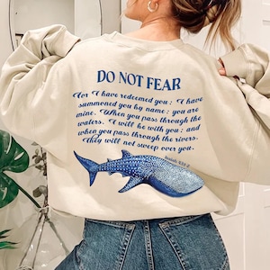 ビーチ風スウェットシャツ 恐怖よりも信仰 クリスチャン クルーネック ジンベイザメ スウェットシャツ ジンベイザメ パーカー オーシャンビーチ パーカー ココナッツガール スウェットシャツ