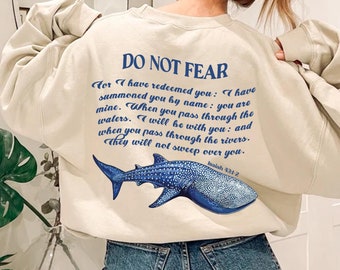 Beachy Sweatshirt Faith Over Fear Christian Crewneck Whale Shark Sweatshirt Whale Shark Hoodie Ocean Beach Hoodies Coconut Girl Sweatshirts