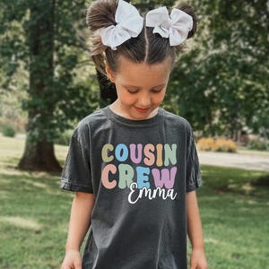 Personalized Groovy Cousin Crew Kids Shirt, Retro Custom Matching Cousins Shirts, Comfort Colors Cousin Trip, Boho Natural Kids Youth Shirts