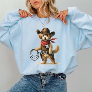 Cowboy Dog Sweatshirt, Howdy T-shirt, Funny Dog Shirt, Dog Lover Gift, Funny Vintage Western Dog Crewneck, Trendy Western Graphic Tees