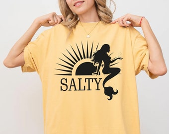 Salty Tee, Mermaid T-shirt, Beach Tee, Salty T-shirt, Vintage Inspired T-shirt, Trendy Beach Shirt, Vacation Shirt, Comfort Colors Salty Tee