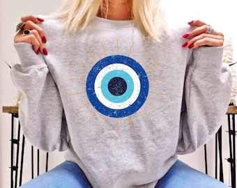 Evil Eye Sweatshirt Aesthetic Sweatshirt Crew Neck Sweatshirt Evil Eye Clothing Trendy Clothes Aesthetic Shirt Tarot Shirt Trendy Sweatshirt