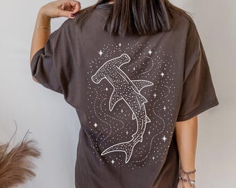 Hammer Head Shark T-Shirt, Whale Shark Hoodie, Ocean Lovers Gift Minimalist Sea Hoodie Coconut Beachy Girl Sweatshirt Gift for Shark Lovers