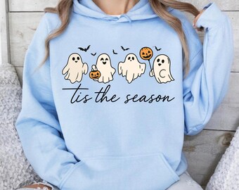 Tis The Season Sweatshirt, Cute Halloween Ghost Shirt, Halloween Pumpkin Shirt, Retro Ghost Shirt, Cute Fall Hoodie, Pumpkin Season Shirt