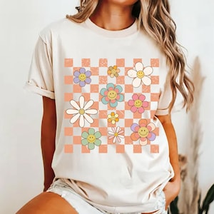 Trendy Checkered Smiley Face Tshirt, Checkered Smiley Face Shirt, Checkered Smile Face Sweatshirt, Gift For Her
