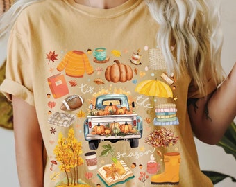 Comfort Colors Fall Shirt, Tis the Season Shirt, Fall Football Shirt, Women's Fall Shirt, Pumpkin Season, Fall Harvest Shirt, Autumn Doodle