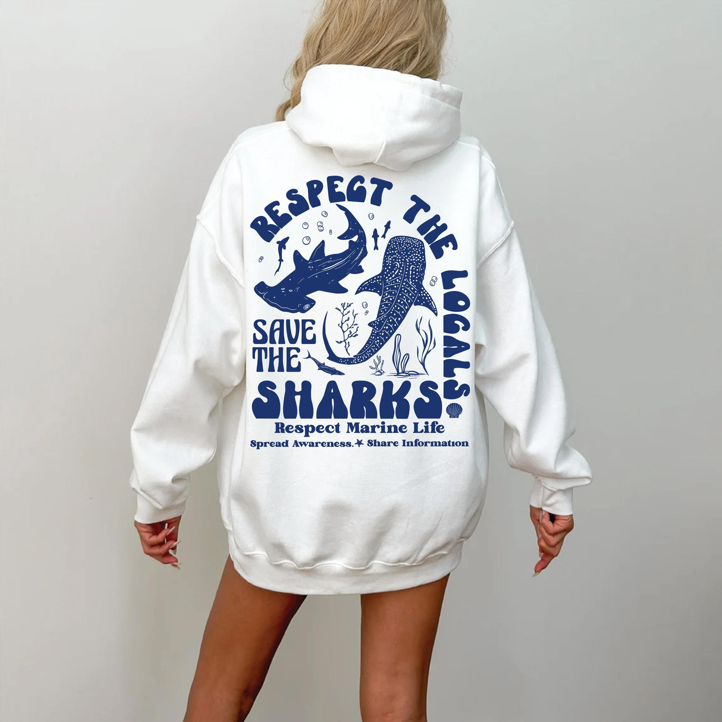 Protect The Shark Save The Ocean Hoodie For Shark Lover Ocean Beach Sweater Ocean Conservation Siesta Beach Y2k TShirt Ocean Inspired Style
