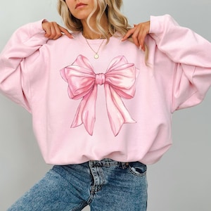 Bow Coquette Sweatshirt, Bow Minimalist Crewneck, Ribbon Sweatshirt, Aesthetic Trendy Pink Bow Sweatshirt, Coquette Shirt, Bow Crewneck Gift
