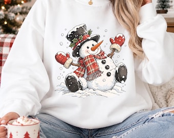 Retro Christmas Snowman Sweatshirt, Christmas Shirt, Festive Snowman Tee, Christmas Snowman Tshirt, Funny Winter Lover Gift, Winter Crewneck