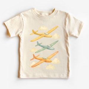 Airplane Toddler T-Shirt, Vintage Plane Kids Tee, Aircraft Baby Shirt, Boys Travel Outfit, Soft Cotton Summer Top, Kids Birthday Gifts
