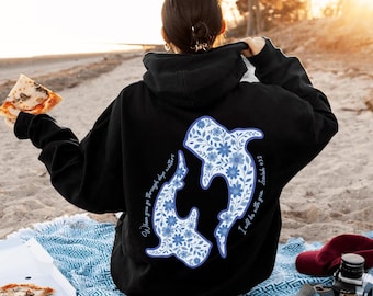 Vintage Whale Shark Floral Hoodie, Beachy Hoodie, Jesus Hoodie, Christian Crewneck Beachy Ocean Summer Top, Whaleshark Hoodie, Coconut Girl